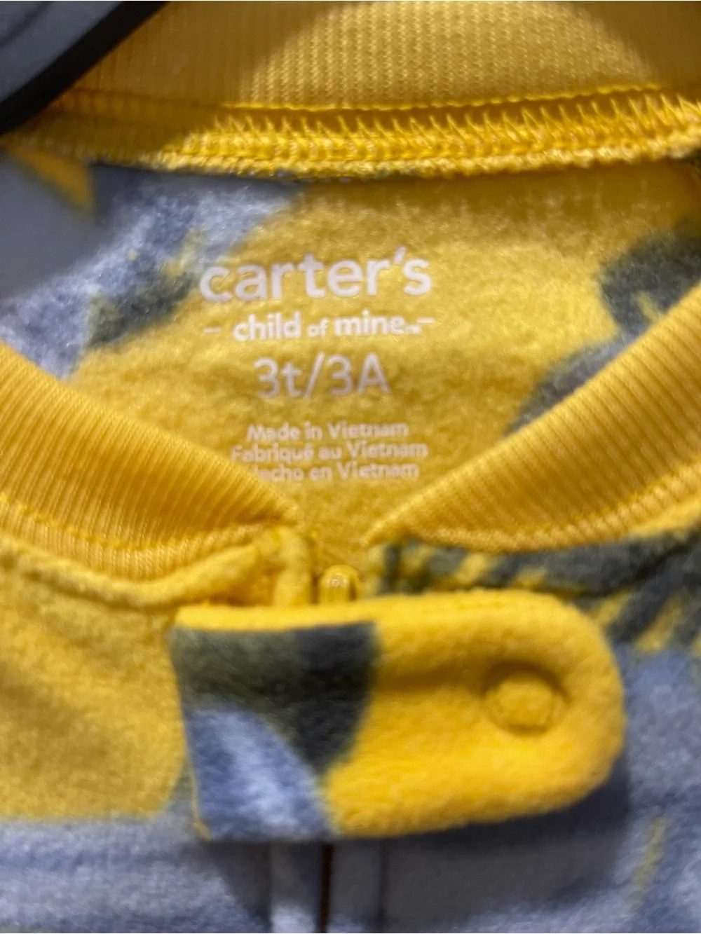 Carter's Boys YelloCarter's Boys Yellow Excavator Fleece Footed Pajamas Sleepers